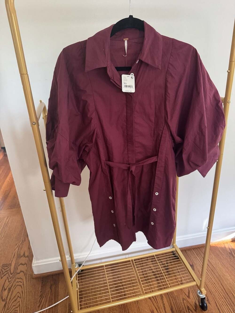 Free People Christi Shirt Dress Wine XS